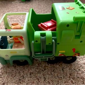 Bluey garbage truck. Used with “trash” stickers on it.